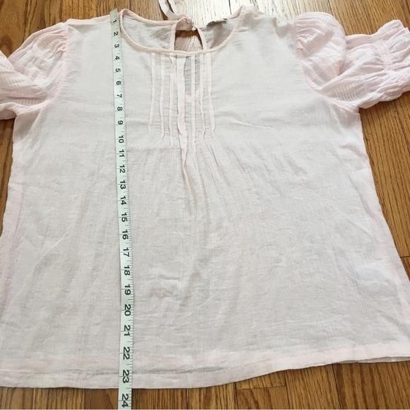 Hinge soft pink Crinkle Gauze short sleeves semi sheer blouse Top - Picture 8 of 14